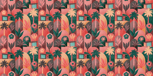 Tropikal Floral Geometrik Duvar Posteri - Sample
