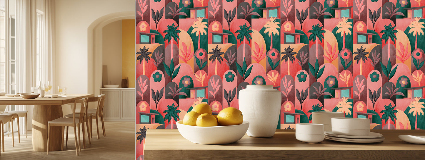 Tropical Flora Geometric wallpaper - XWALLX
