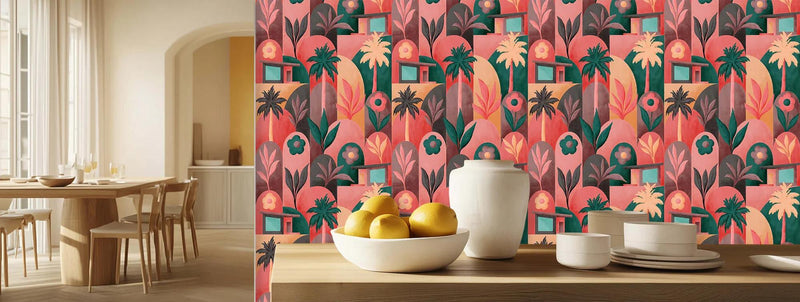 Tropikal Flora Geometrik duvar kağıdı - XWALLX