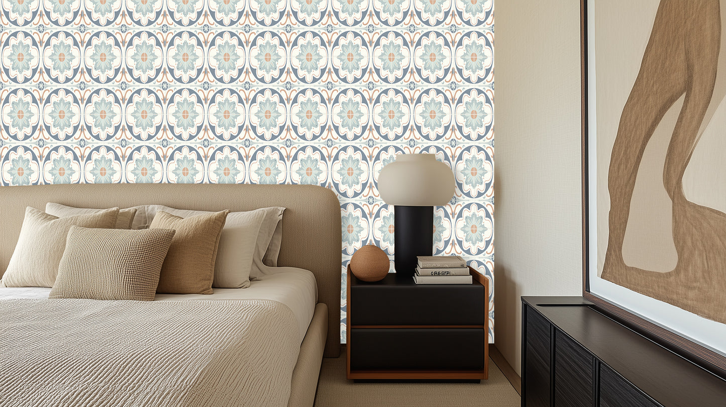 Floral Mediterranean Pattern wall mural - XWALLX