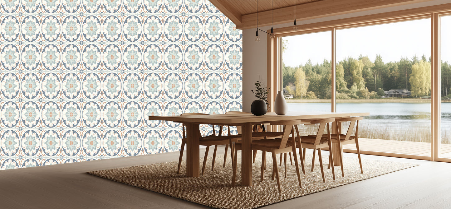 Floral Mediterranean Pattern wallpaper mural - XWALLX