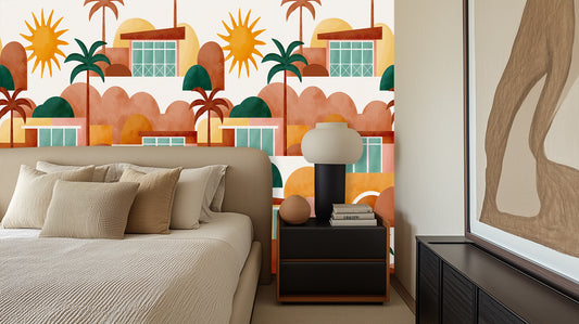 Vibrant Mid-Century Landscape wall mural - XWALLX