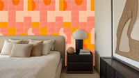 sunrise orange Geometric Pattern wallpaper mural for hospitality interiors