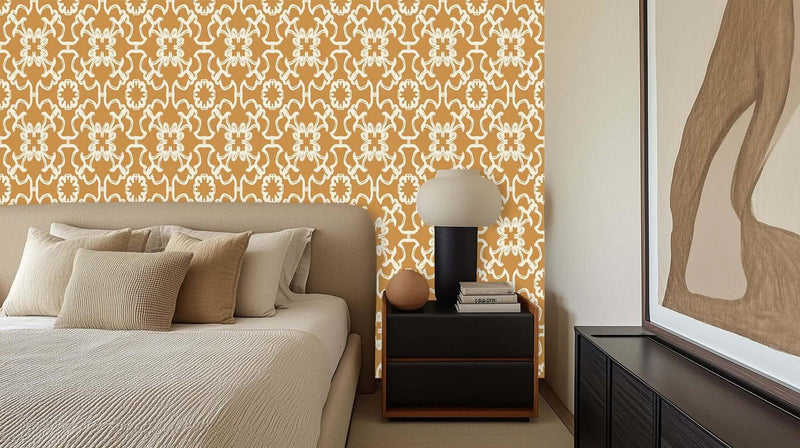 Ochre Ornamental Flow Duvar posteri - XWALLX