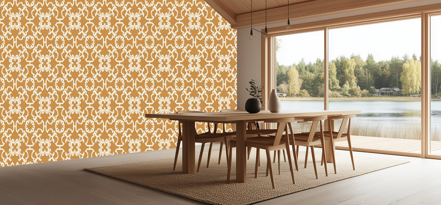 Ochre Ornamental Flow wallpaper - XWALLX