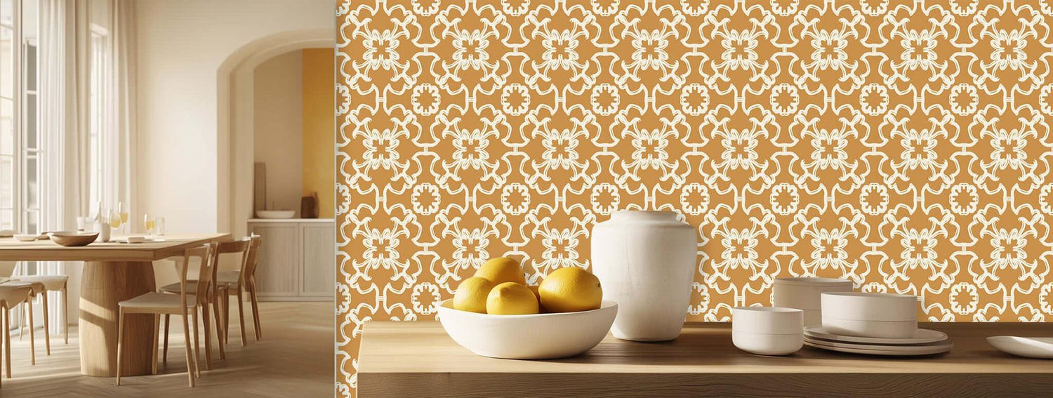 Ochre Ornamental Flow wall art - XWALLX