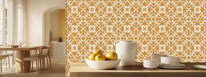 Ochre Ornamental Flow wall art - XWALLX