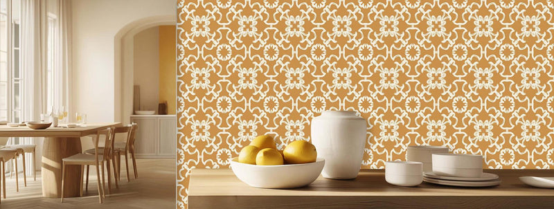 Ochre Ornamental Flow duvar sanatı - XWALLX