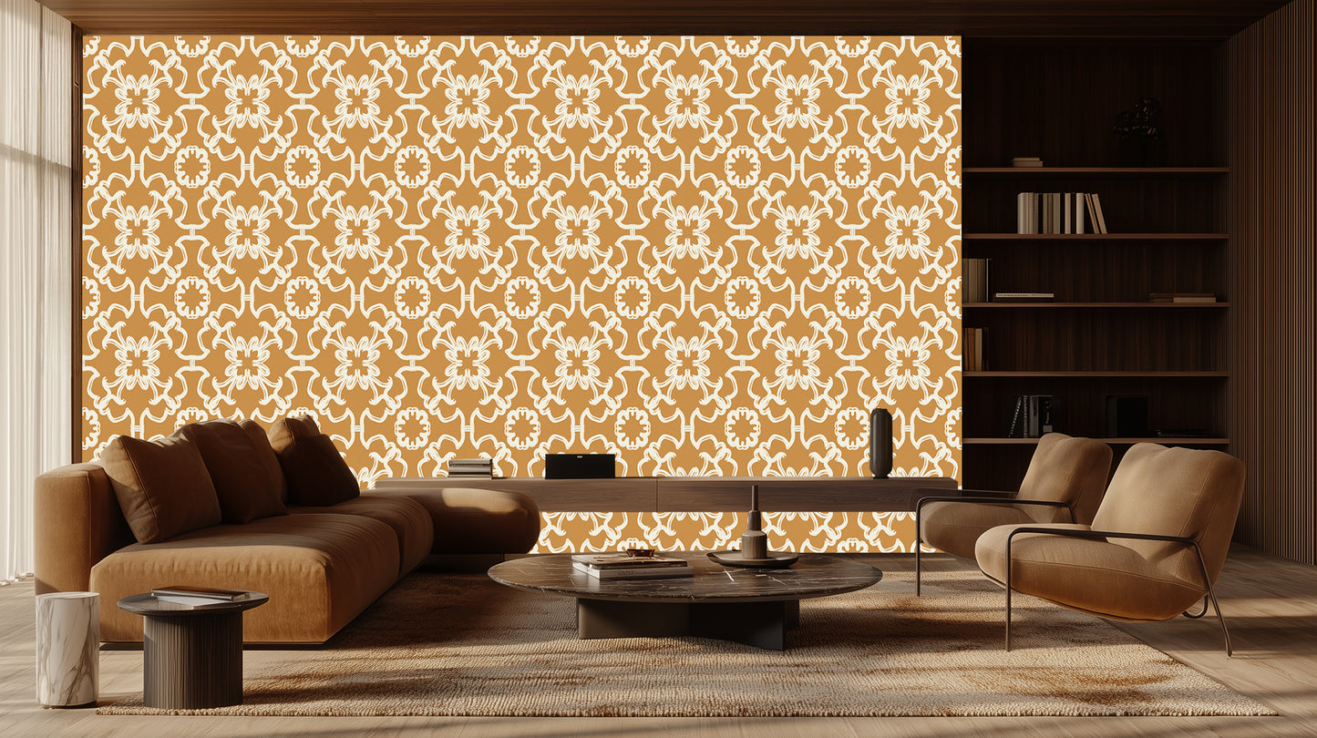 Ochre Ornamental Flow wall decor - XWALLX