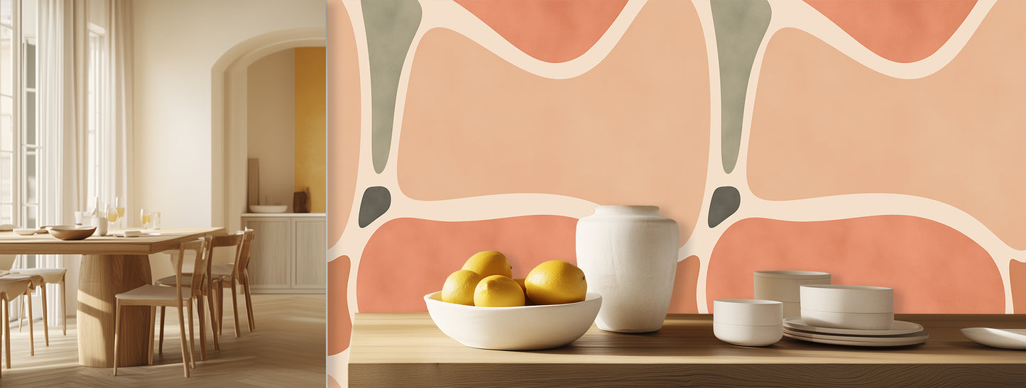 Organic Flow Abstract Peach wallpaper mural - XWALLX