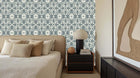 artisanal damask geometric wallpaper mural for a modern hotel wall