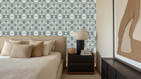 artisanal damask geometric wallpaper mural for a modern hotel wall