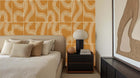 warm beige line art abstract orange wallpaper mural with copper neutral movement tan earth tones