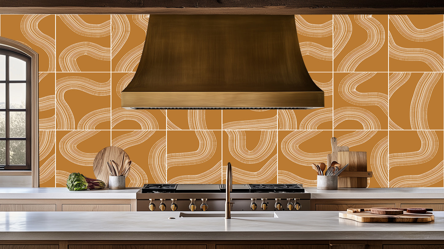 Wavy Terracotta Line Art wall art - XWALLX