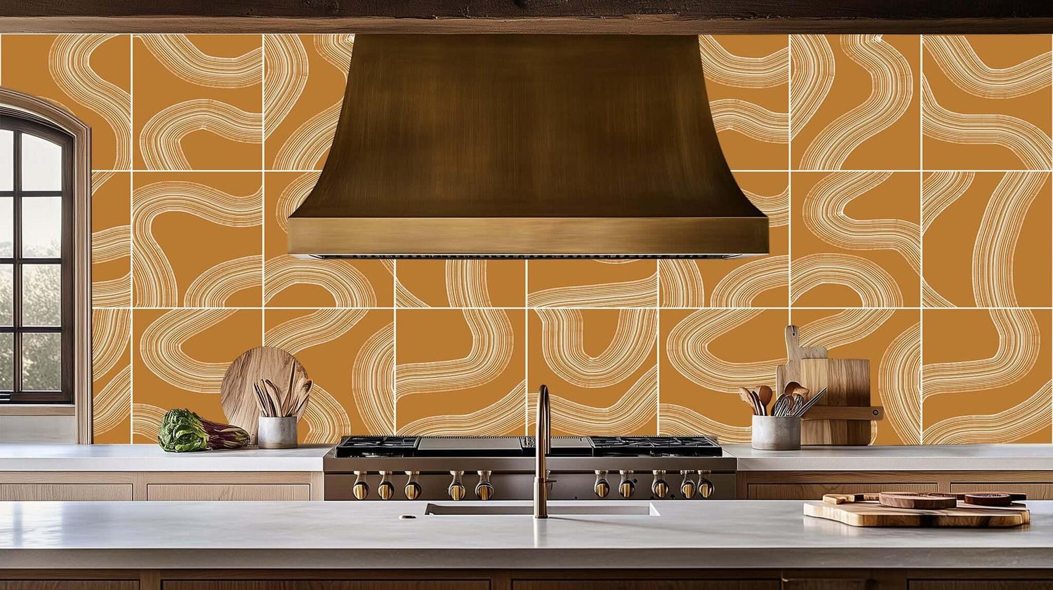 Wavy Terracotta Line Art wall art - XWALLX