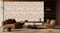 Soft Beige abstract gray Japandi wallpaper mural with pearl muted warm tan neutral movement
