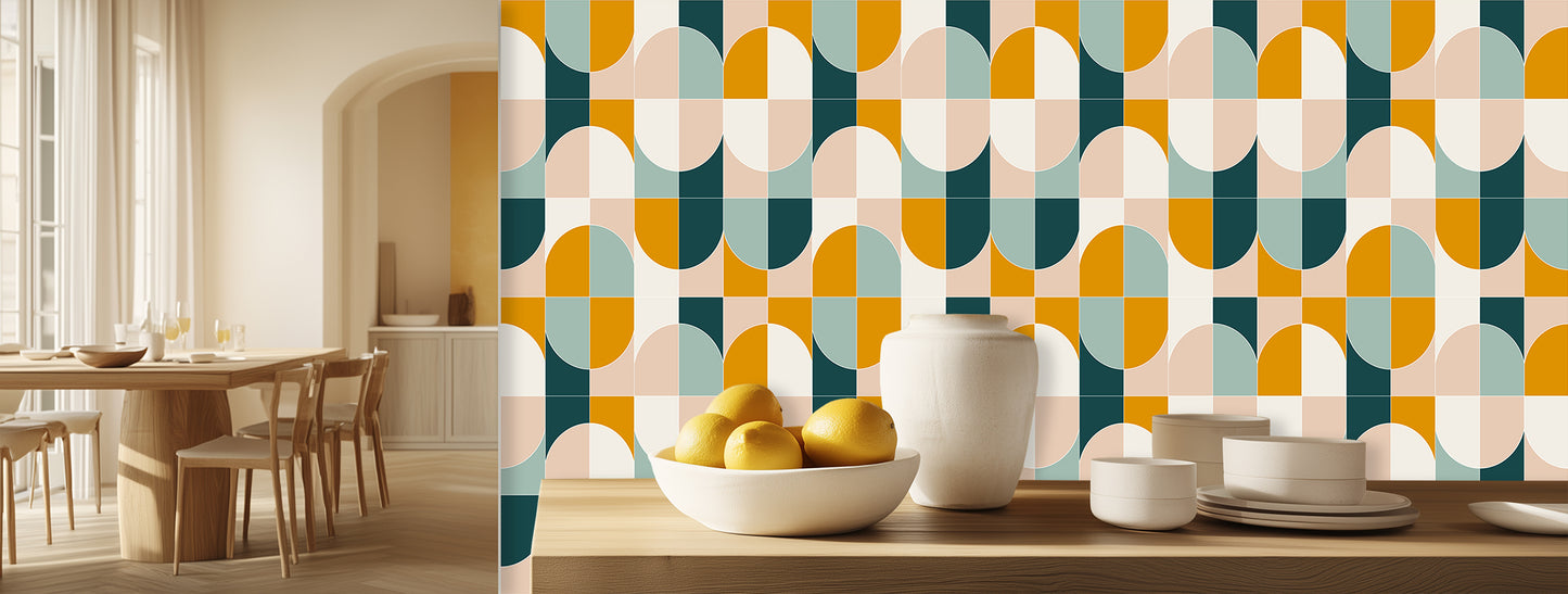 Vibrant Abstract Waves wallpaper mural - XWALLX