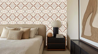 Cream beige floral tan wallpaper mural with soft natural blossoms pattern 
