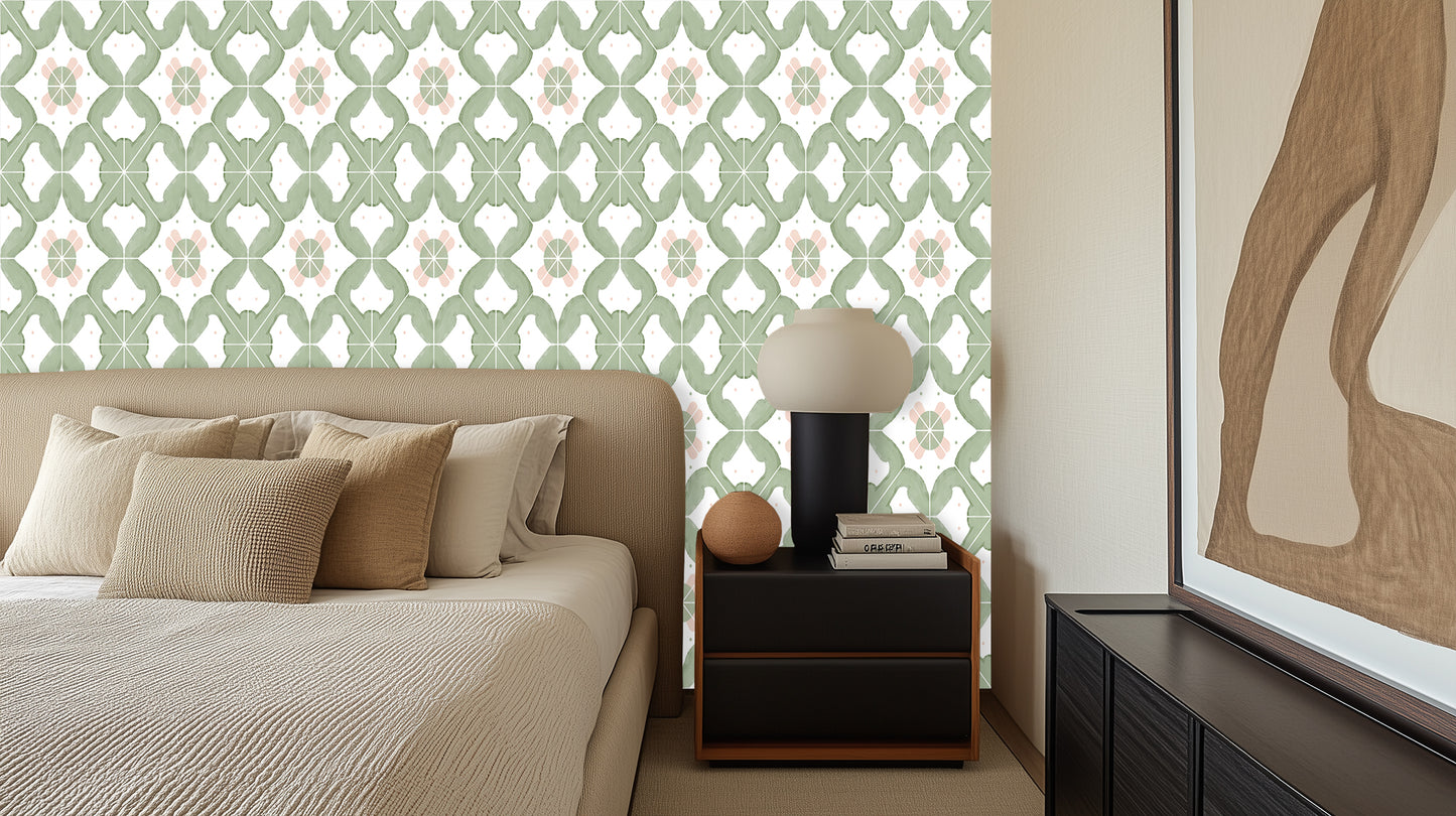 Serene Floral Geometric wall mural - XWALLX