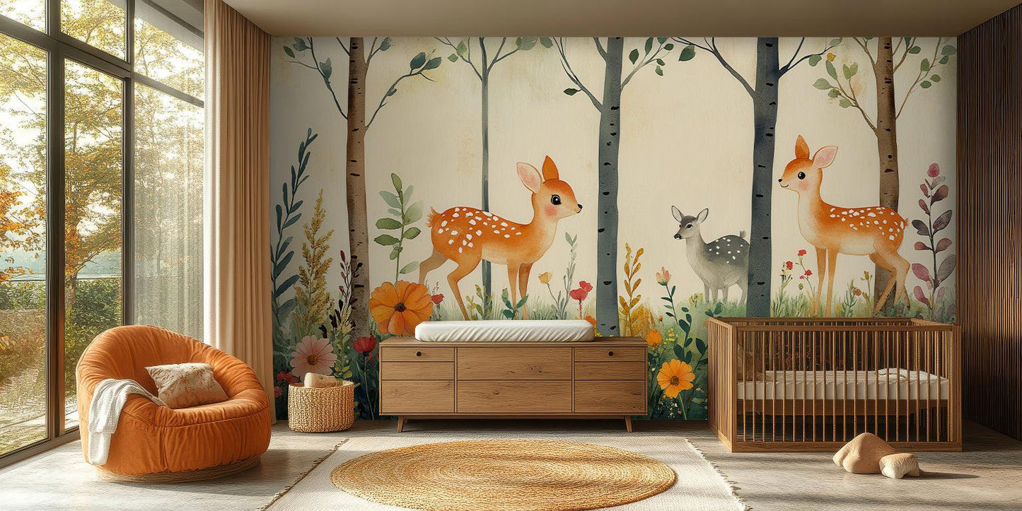 Charming Deer Woodland wall mural - XWALLX