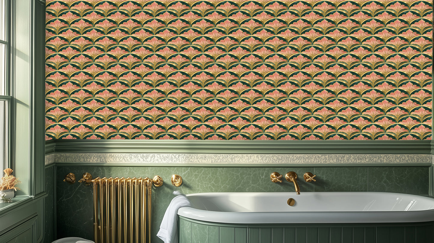 Gilded Scallop Art Deco wall mural - XWALLX