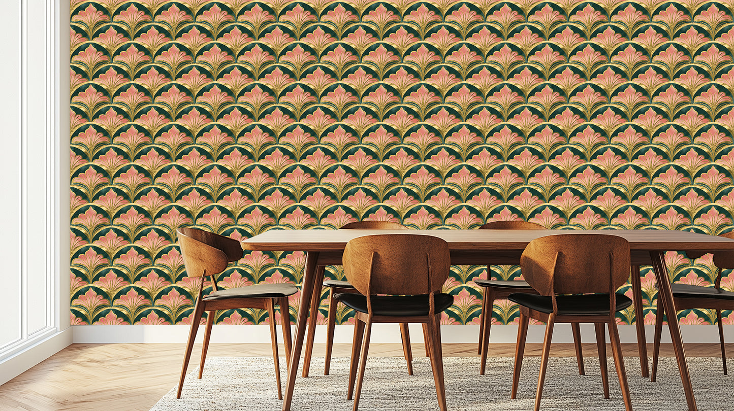 Gilded Scallop Art Deco wallpaper - XWALLX
