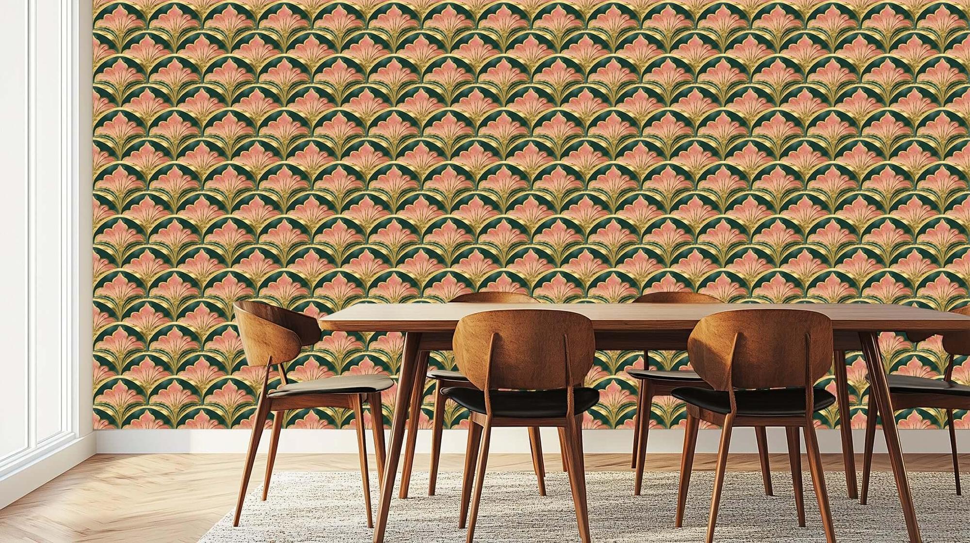 Gilded Scallop Art Deco wallpaper - XWALLX