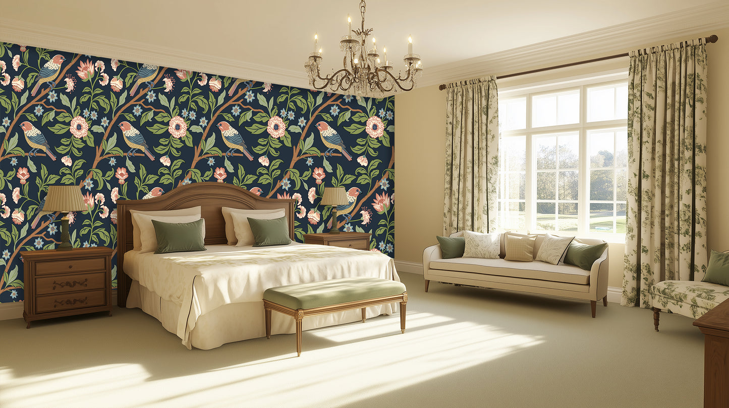 Perched Birds Botanical wallpaper mural - XWALLX