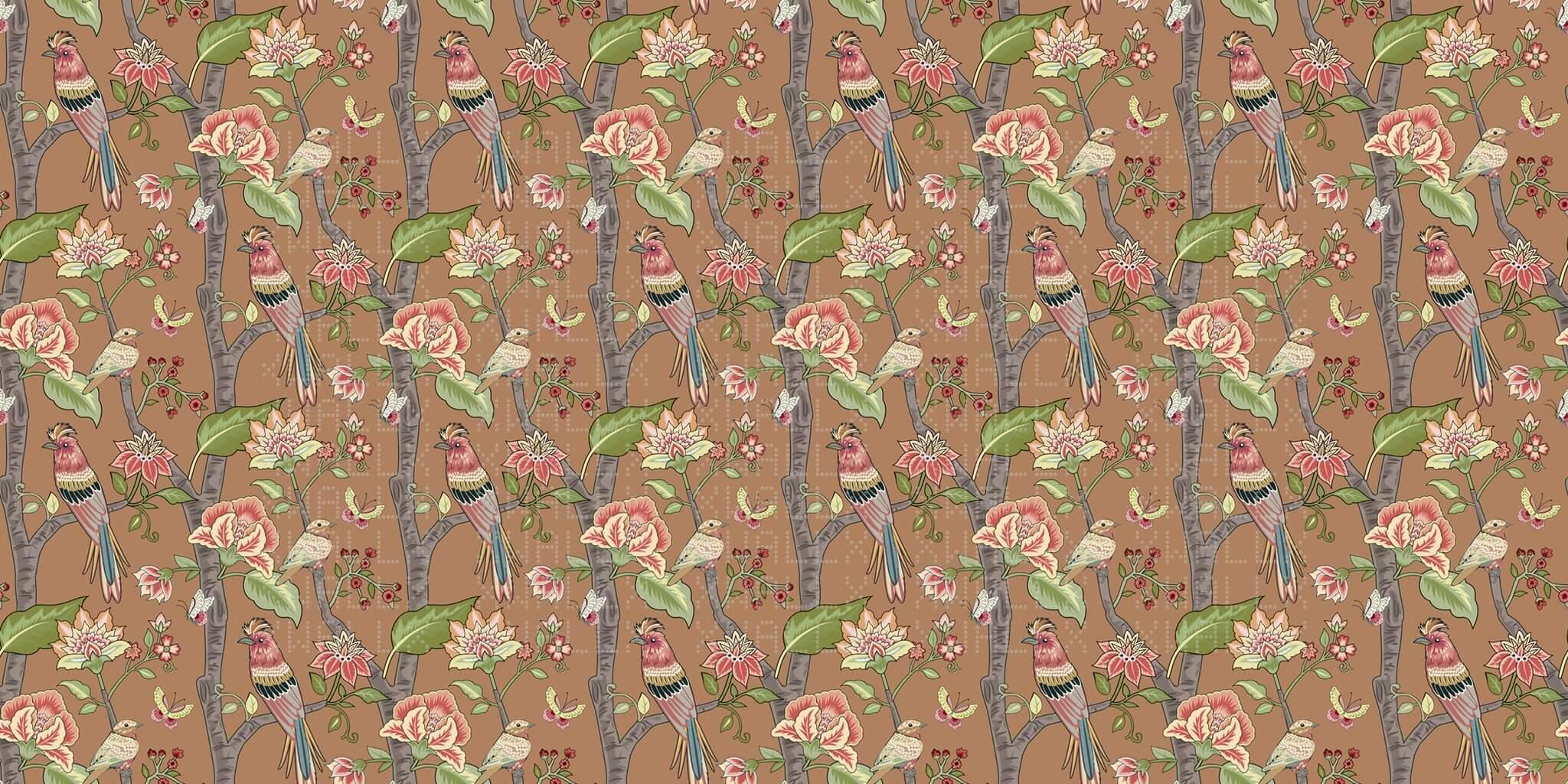 Crested Avian Bloom Wallpaper Mural