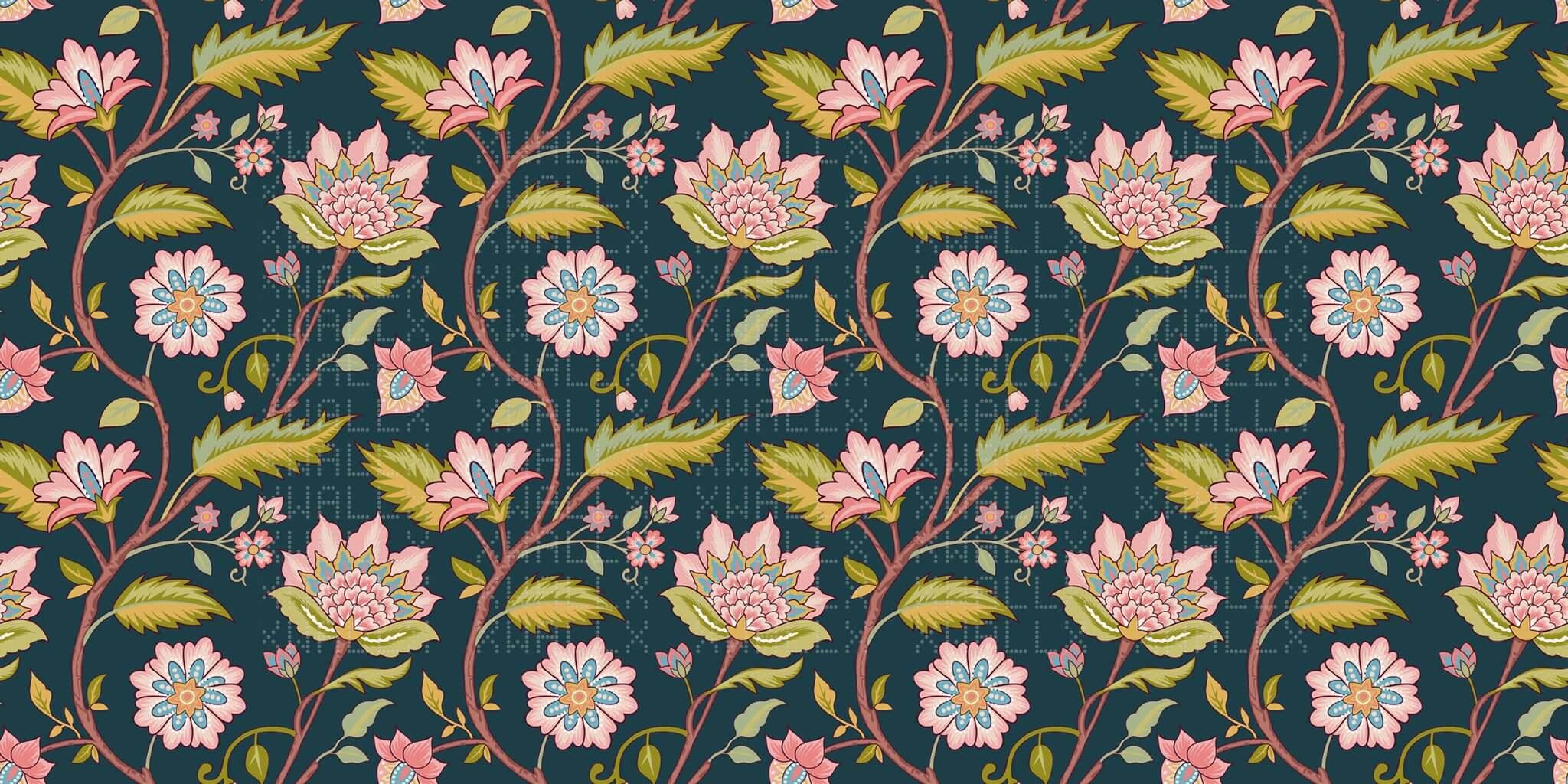 Chinoiserie Floral Çiçek Poster Duvar Kağıdı