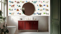 Cute Whimsical animal alphabet wallpaper mural for a nursery wall