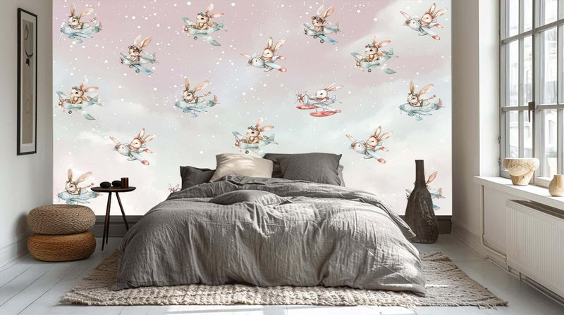 Whimsical Tavşan Pilotlar poster duvar kağıdı - XWALLX