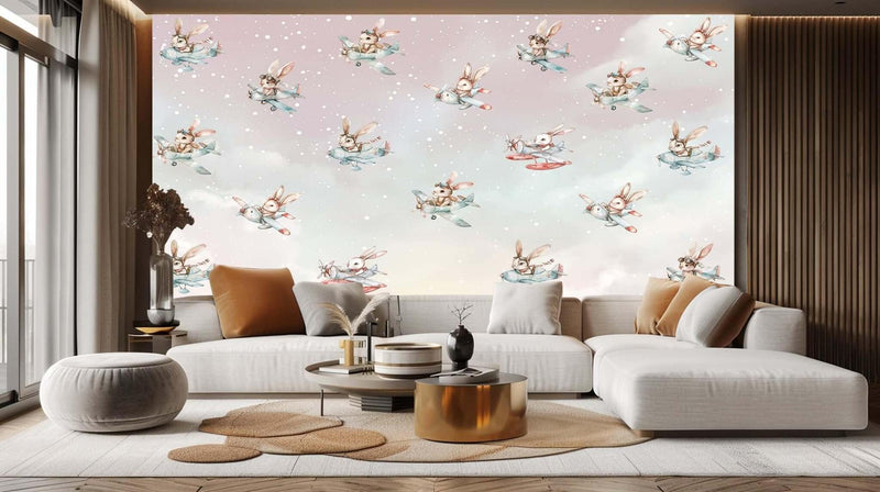 Whimsical Tavşan Pilotlar duvar dekoru - XWALLX