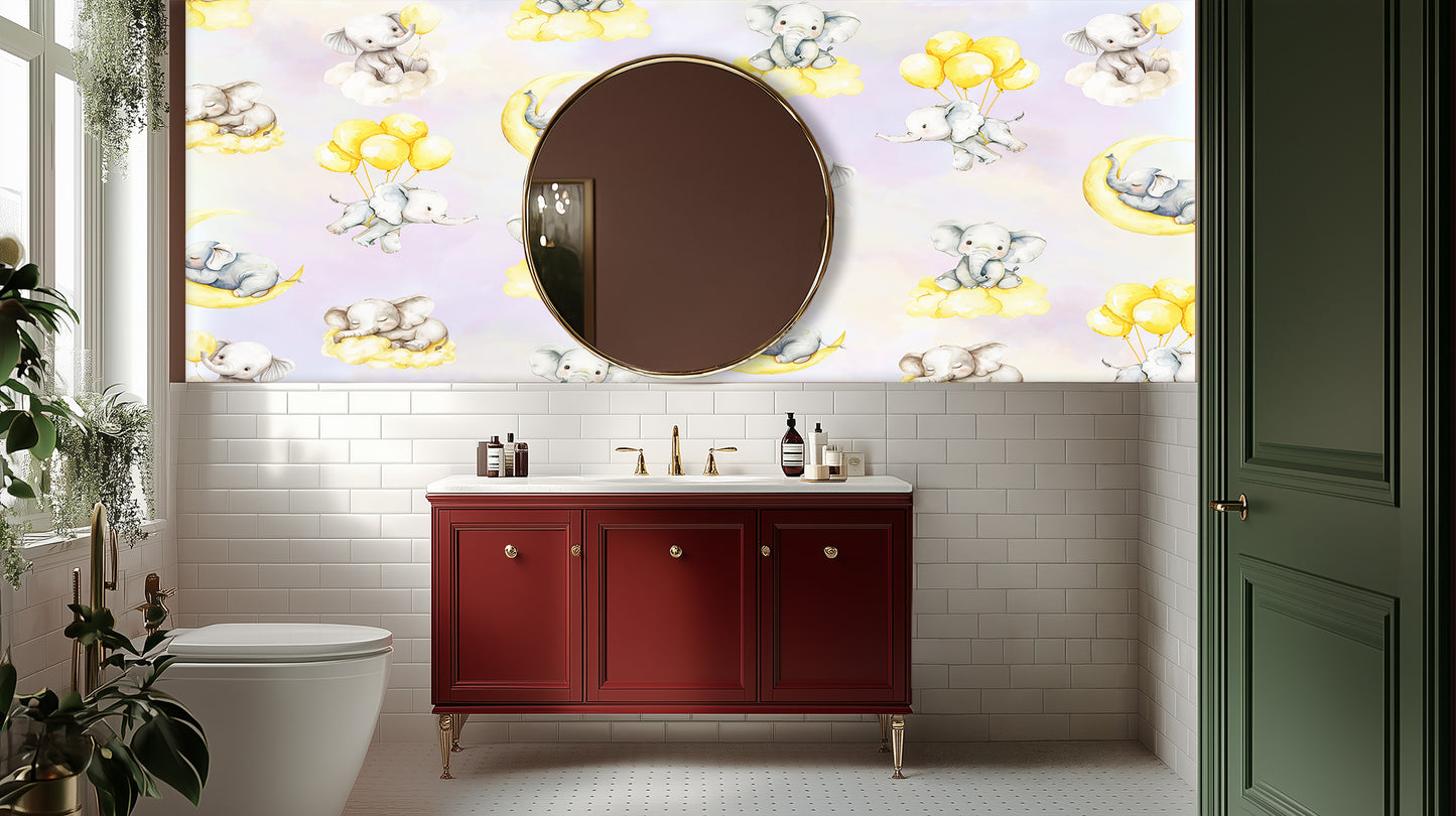 Whimsical Elephant Dreams wallpaper mural - XWALLX