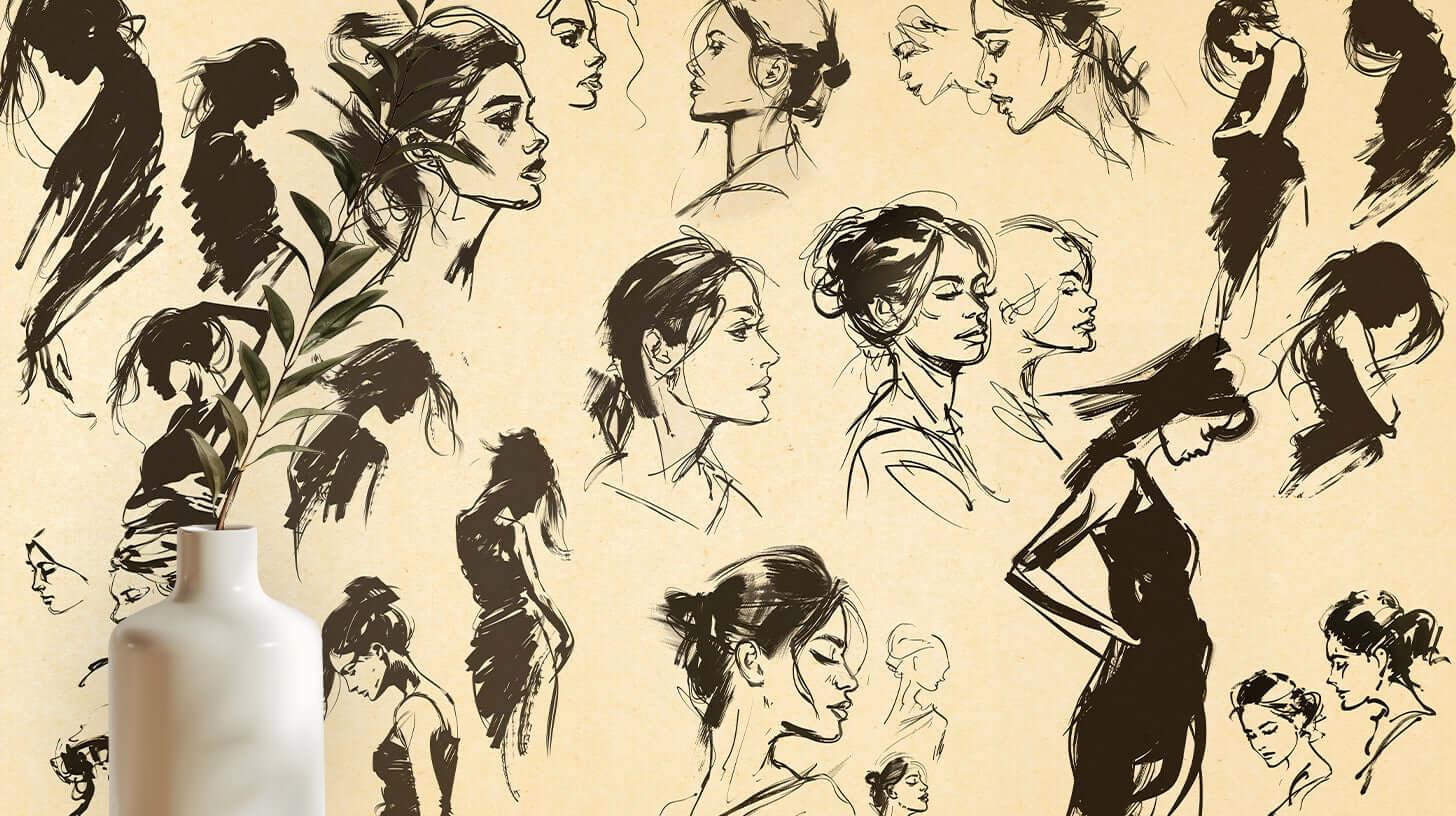 Graceful Silhouettes Sketch wallpaper - XWALLX