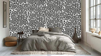 black and white wallpaper mural with monochrome contrast