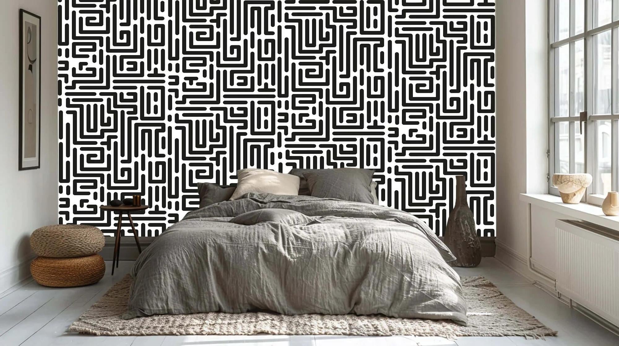 black and white wallpaper mural with monochrome contrast
