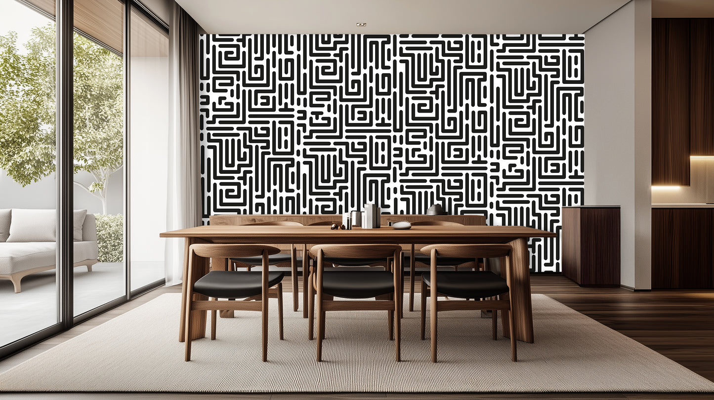Intricate Maze Pattern wall mural Mural wallpaper - XWALLX