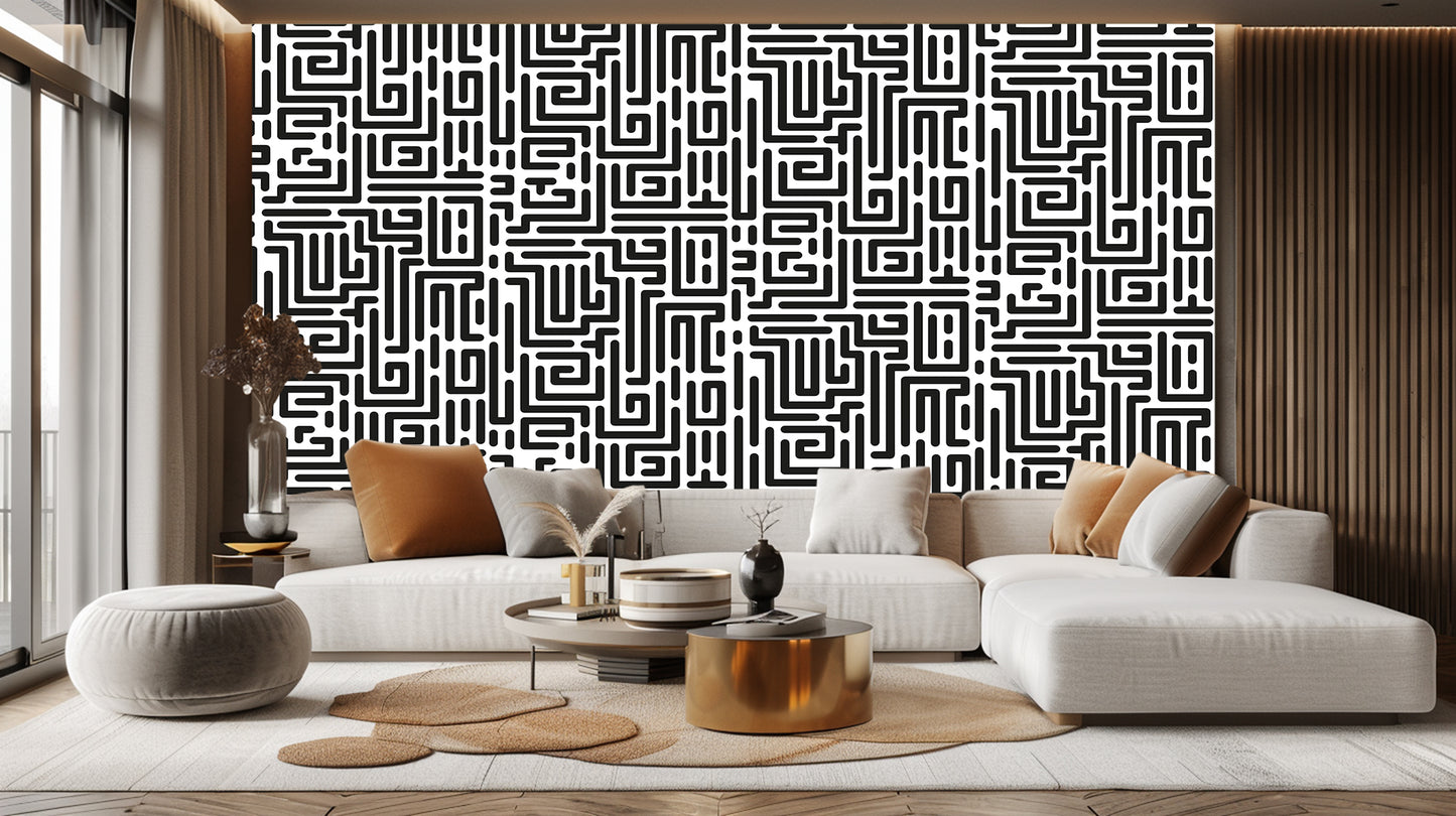 Intricate Maze Pattern wall mural Mural wall decor - XWALLX