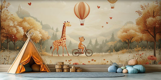 Giraffe and Bear wall mural - XWALLX