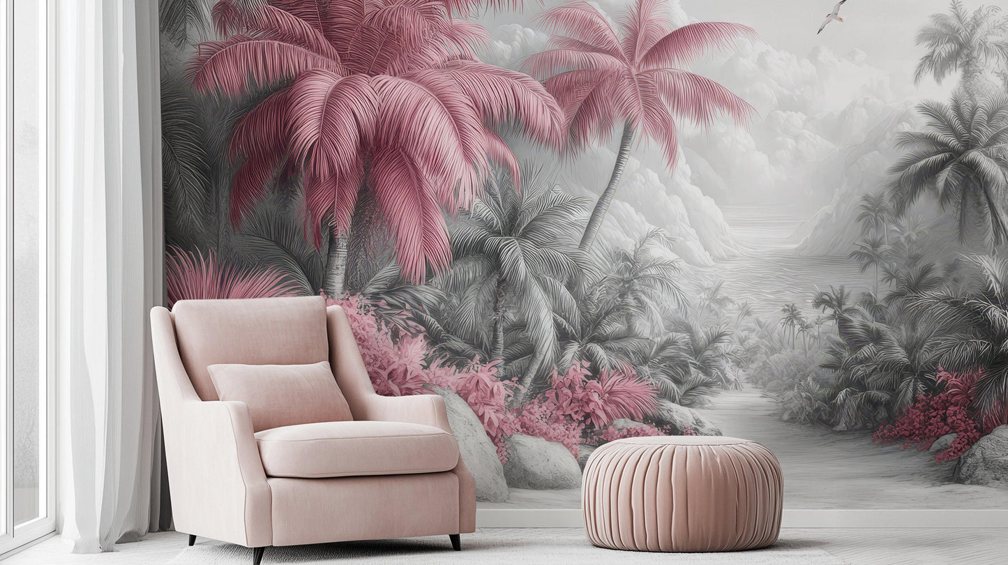 Pink Tropical wallpaper mural - XWALLX