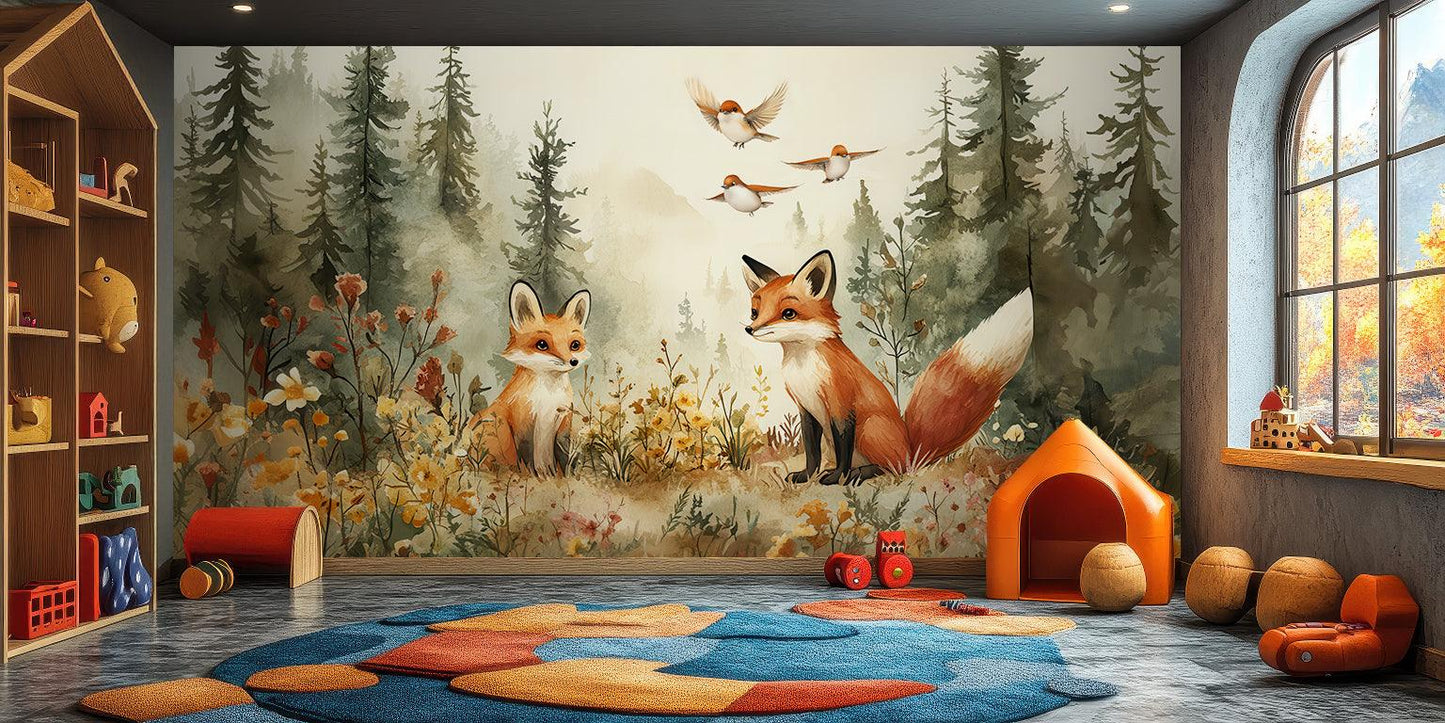 Foxs and Birds wallpaper - XWALLX