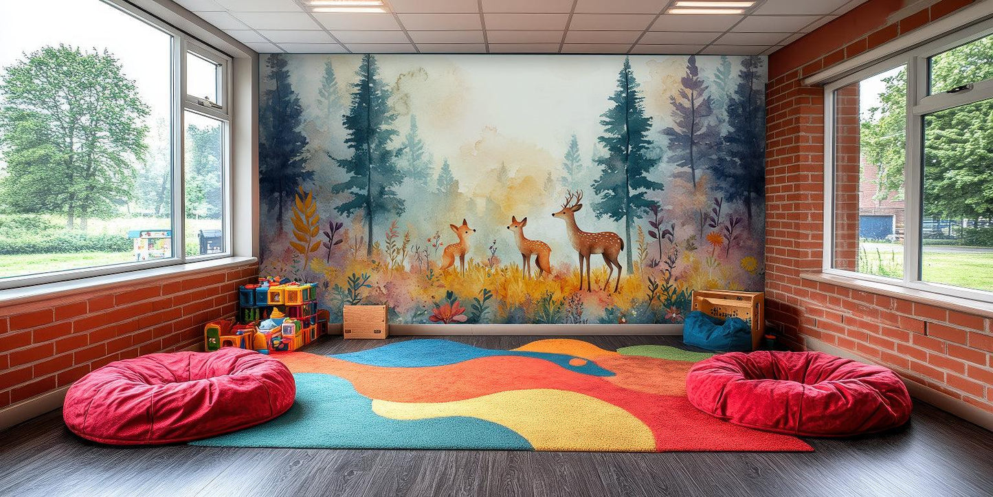 Watercolor Forest Friends wallpaper mural - XWALLX