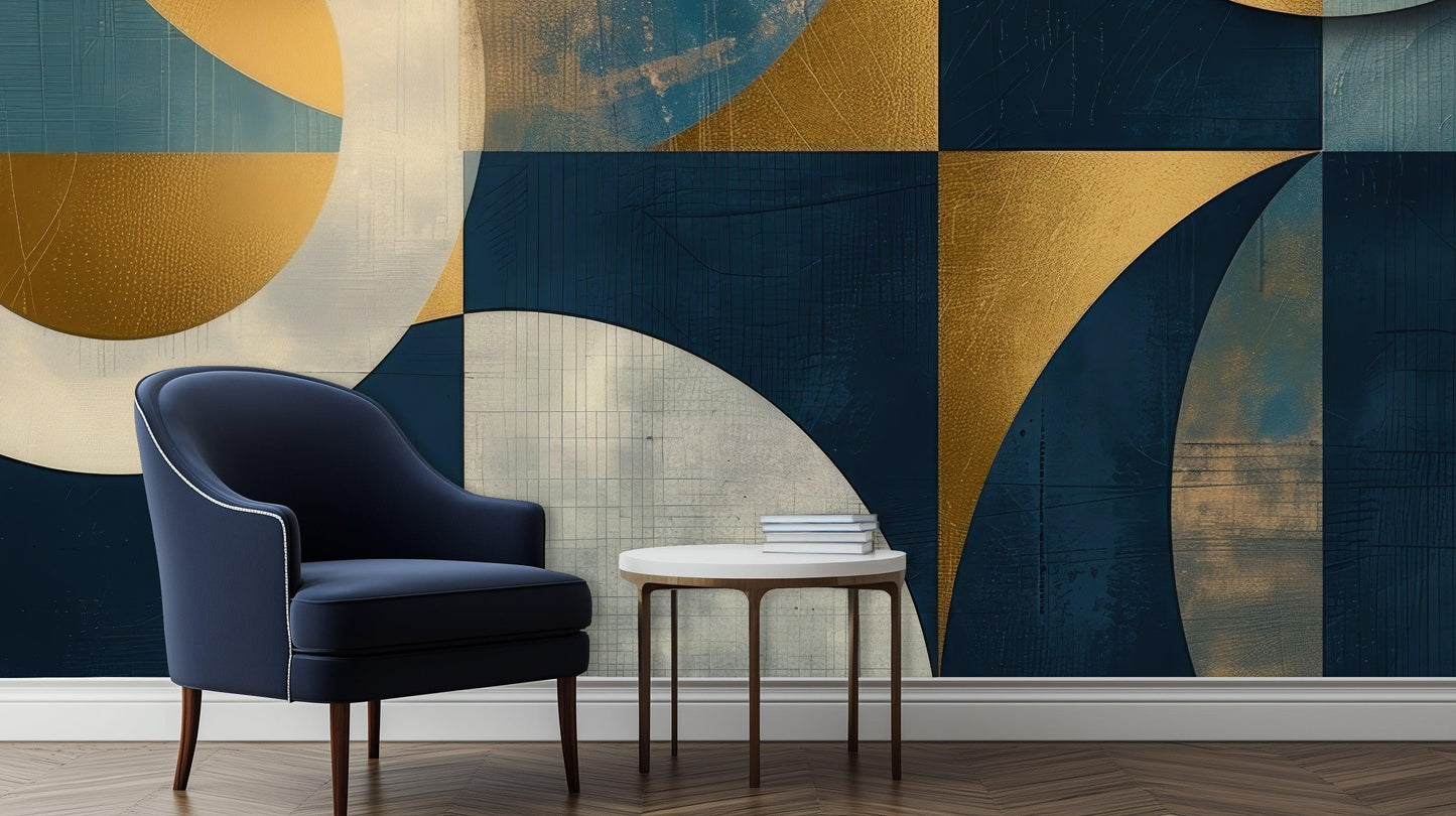 Navy and Gold wallpaper mural - XWALLX