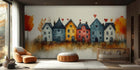 Whimsical fantasy wallpaper mural for a children’s bedroom wall