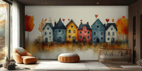 Whimsical fantasy wallpaper mural for a children’s bedroom wall