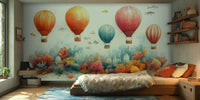 Playful ocean wallpaper mural for a gentle nursery wall