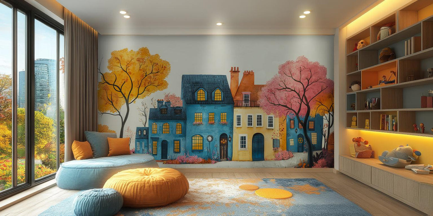 Charming Whimsical Town wall mural - XWALLX