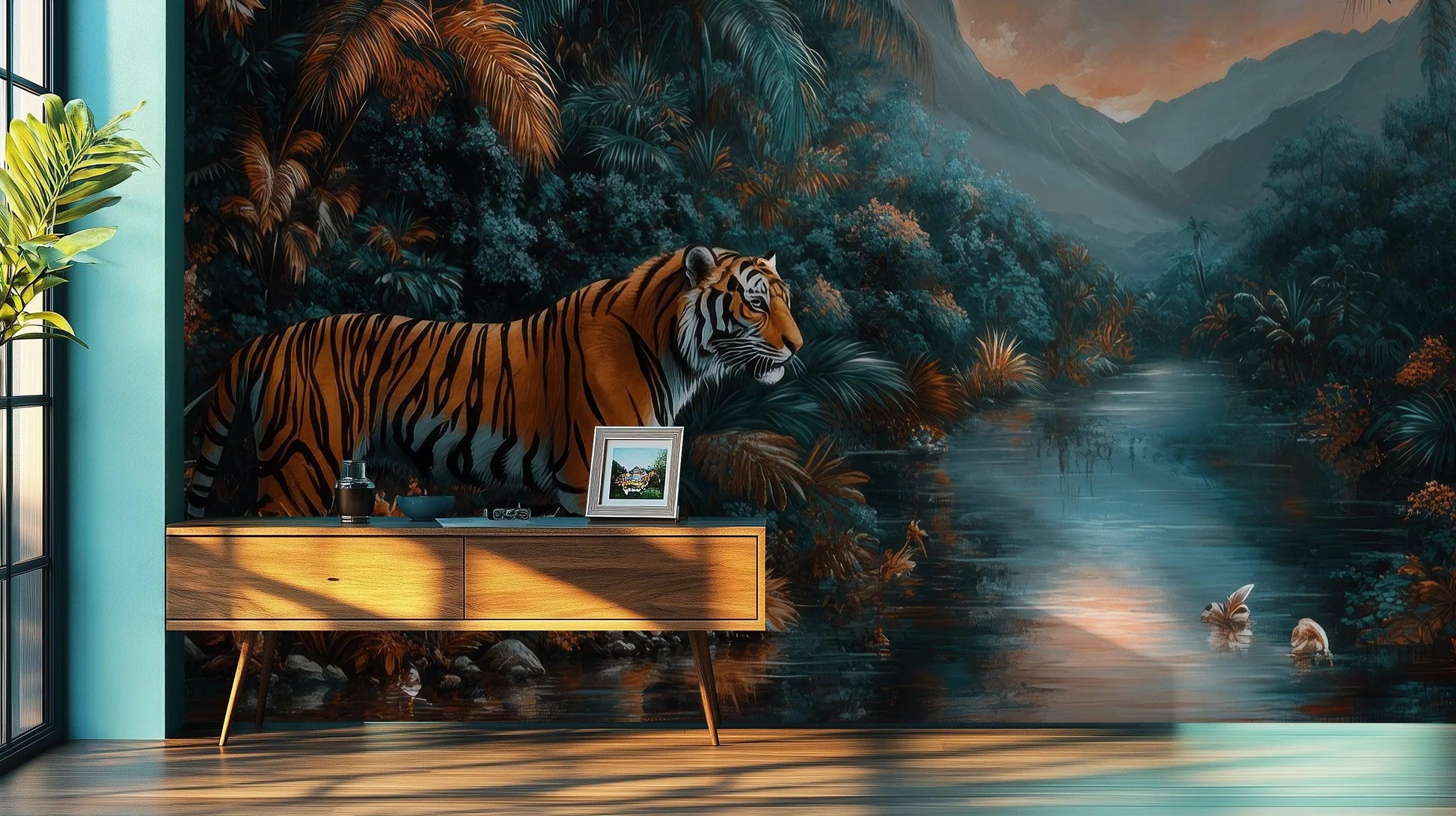 Tiger and Stork wallpaper mural - XWALLX