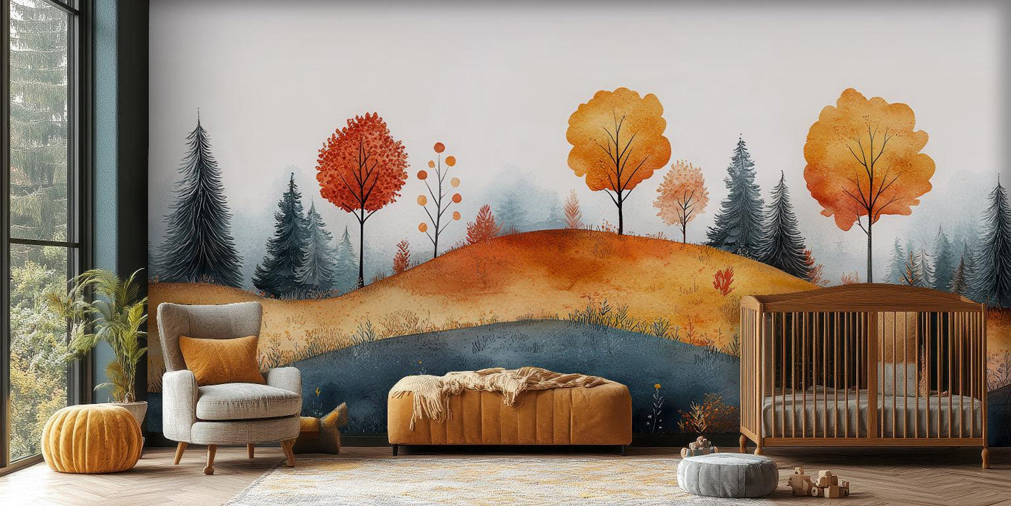 Whimsical Autumn Forest wallpaper mural - XWALLX